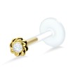 Stone Set Flower Shaped labret Silver LA-734